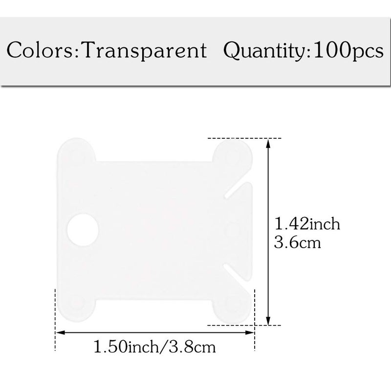 LOKUNN 100 Pcs Plastic Floss Bobbin, Embroidery Floss Bobbins, Cross Stitch Embroidery Cotton Thread Embroidery Floss Thread Craft, Transparent Embroidery Thread Organize for DIY Sewing Craft - Image 2